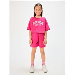20214200016, Комплект детский для девочек ((1)футболка и (2)шорты) Purim1 фуксия