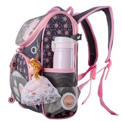 Школьный Рюкзак Across с розой и бабочкой серый ACR19-291-7