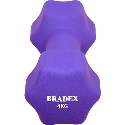 Гантель неопреновая Bradex SF 0544, фиолетовая, 4 кг