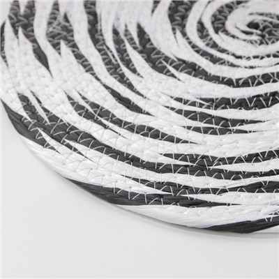 Корзина для хранения плетёная с ручками и салфетка ручной работы Доляна «Жгут», 35×23×6 см, цвет чёрно-белый