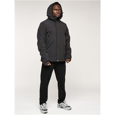 Куртка спортивная MTFORCE мужская с капюшоном черного цвета 2332Ch
