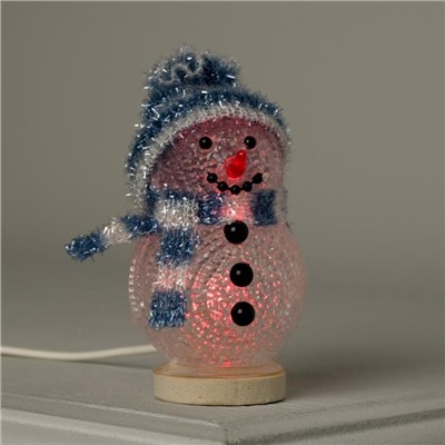 Фигура акрил. "Снеговичок в синем" 10х6 см, 1 LED, USB, RGB