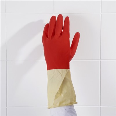 Перчатки хозяйственные резиновые Доляна, размер XL, плотные, 50 гр, цвет красный