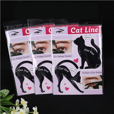 Трафареты для макияжа глаз "Кошки", комплект из 2 шт. разной формы с десятью контурами для прорисовки стрелок и нанесения теней