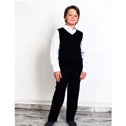 Школьный комплект для мальчика с белой рубашкой и черным классическим костюмом