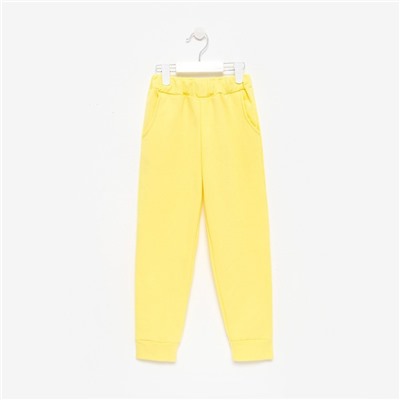 Костюм для девочки (толстовка, брюки) с НАЧЁСОМ, цвет жёлтый, рост 86 см