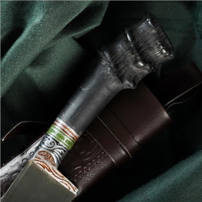 Нож Пчак Шархон "Рог сайгака" - пластик, сухма, гарда олово, гравировка, 15 см