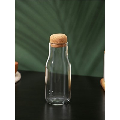 Бутыль стеклянная для соусов и масла с пробковой крышкой «Эко», 400 мл, 6×16,5 см