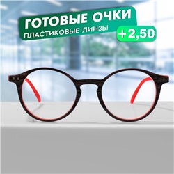 Готовые очки GA0622 (Цвет: C2 серый, красный; диоптрия: + 2,5; тонировка: Нет)