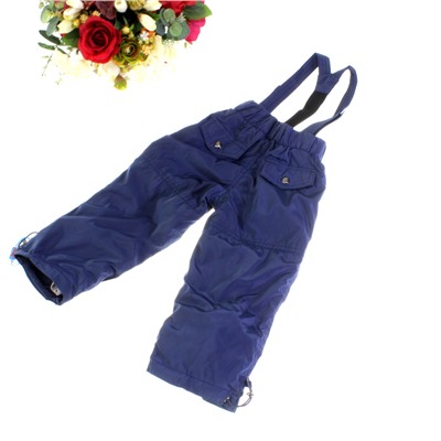 Рост 82-86. Утепленные детские штаны на подтяжках с подкладкой из полиэстера Rihoo цвета темного индиго.