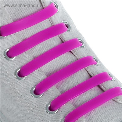 Набор шнурков для обуви, 6 шт, силиконовые, плоские, 13 мм, 9 см, цвет фиолетовый