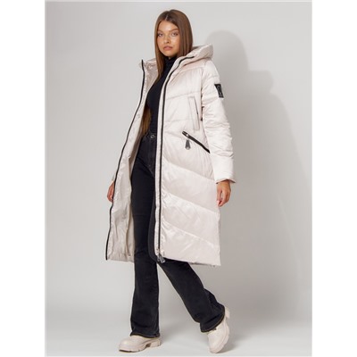 Пальто утепленное зимнее женское  белого цвета 442152Bl
