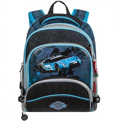 Школьный Рюкзак Across с гоночной машинкой серо-синий ACR18-178-1