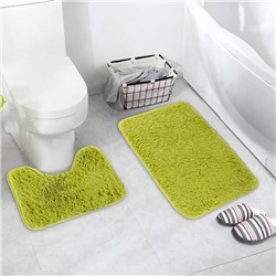 Набор ковриков для ванной и туалета Доляна «Пушистик», 2 шт: 40×50, 50×80 см, цвет зелёный