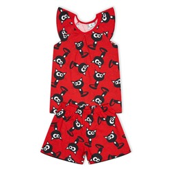 Пижама Подростковая Черный кот Красный