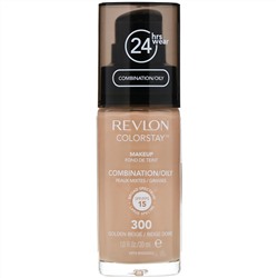 Revlon, Тональная основа Colorstay Makeup для комбинированной и жирной кожи, золотистый бежевый 300, 30 мл