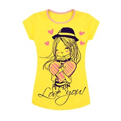 Жёлтая футболка для девочки 83421-ДЛС19