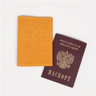 Обложка для паспорта, тиснение, цвет бежевый