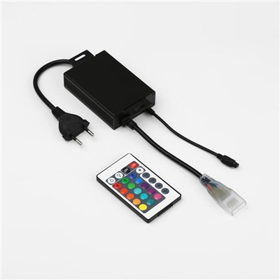 Контроллер Ecola, для RGB ленты 16х8 мм, 220 В, 1500 Вт, 6.6 А, IP20, инфракрасный пульт