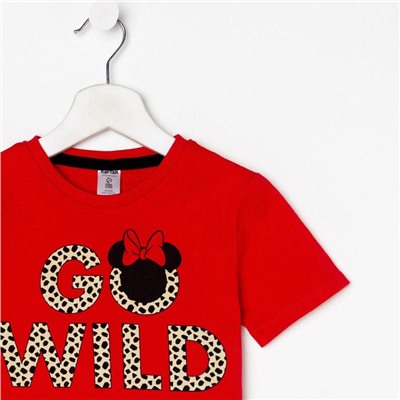 Футболка детская "Go wild" Минни Маус, рост 98-104, красный