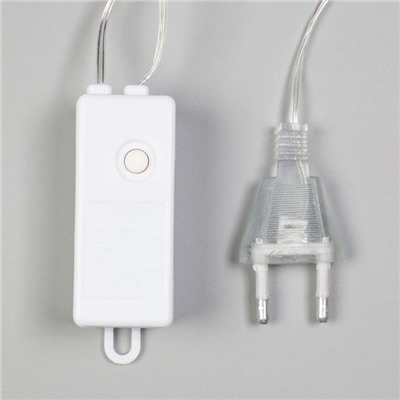 Гирлянда "Нить" 3 м с насадками “Лампочки сердца", IP20, прозрачная нить, 80 LED, свечение белое, фиксинг, 12 В
