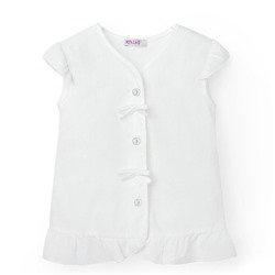 Рубашка для девочки с коротким рукавом MINAKU: Cotton collection цвет белый, рост 92