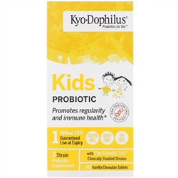 Kyolic, смесь пробиотиков для детей, со вкусом ванили, 60 жевательных таблеток