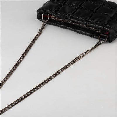 Цепочка для сумки, плоская, с карабинами, алюминиевая, 9 × 14 мм, 120 см, цвет чёрный никель