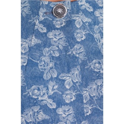Жакет 700 "Джинса цветная", синий фон/голубые мелкие цветы