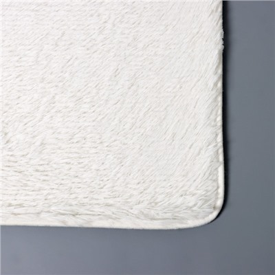 Коврик для ванной прямоугольный Доляна «Пушистик», 49×79 см, цвет белый