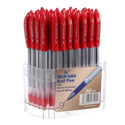 Ручка шариковая 0.5 мм, стержень красный, с резиновым держателем