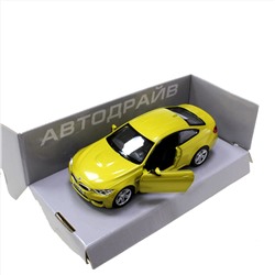 Модель машины BMW M4 Cope масштаб 1:32  (длинна 12см) желтого цвета.