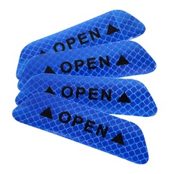 Светоотражающая наклейка "Open", 9,5×2,5 см, синий, набор 4 шт