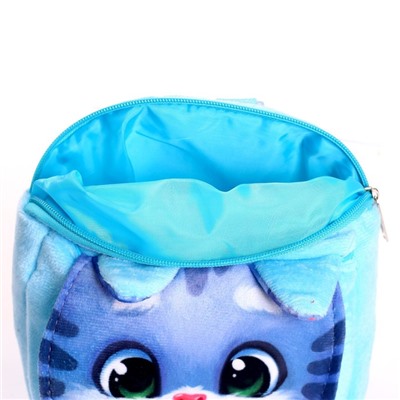 Рюкзак детский плюшевый «Котик» с карманом, 22×17 см