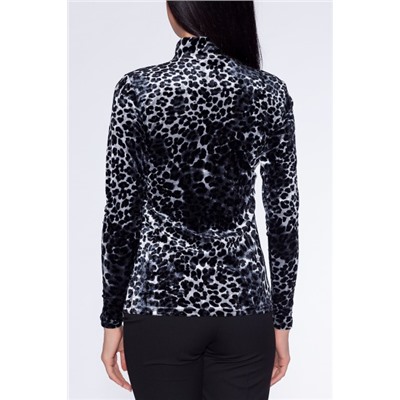 Блуза 456 "Велюр цветной", серый/леопард