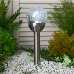 Фонарь садовый на солнечной батарее Smartbuy, 37 см, 1 led, нержавеющая сталь, стекло