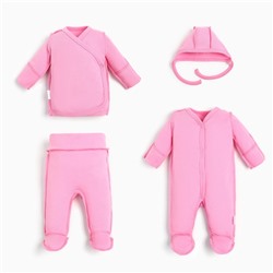 Комплект Крошка Я Newborn (распашонка, ползунки, чепчик, комбинезон) р. 50-56, розовый