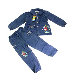 Рост 75-80. Стильный детский комплект Fensor из плотной джинсовой ткани с оригинальным принтом.