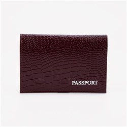 Обложка для паспорта, тиснение, крокодил, цвет бордовый