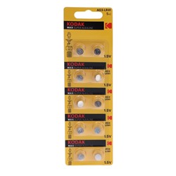 Батарейка алкалиновая Kodak, AG3 (G3, 392, LR736, LR41)-10BL, 1.5В, блистер, 10 шт.
