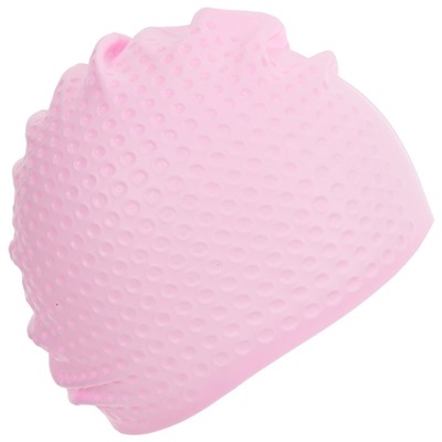 Шапочка для плавания взрослая, массажная, силиконовая, обхват 54-60 см, цвет розовый