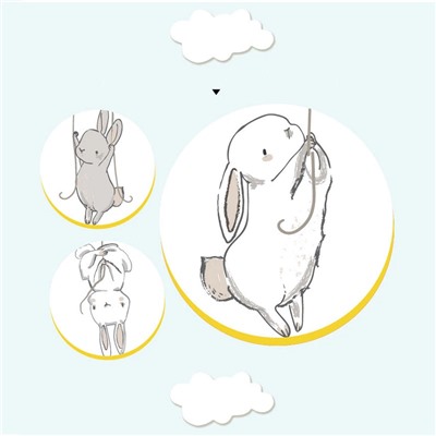 Наклейка "Летающие кролики" виниловая самоклеящаяся в стиле аниме