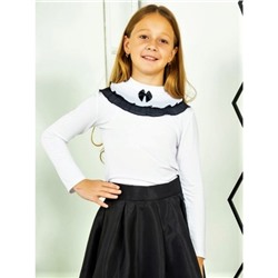 Школьная белая водолазка (блузка) с рюшами для девочки