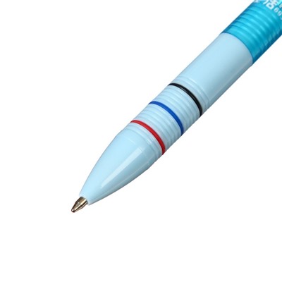 Ручка шариковая автоматическая 3-х цветная, стержень 0,8мм МИКС
