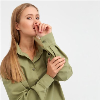 Рубашка женская MINAKU: Casual Collection цвет зелёный, р-р 44