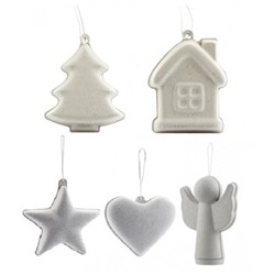 Набор из 5 штук новогодних заготовок игрушек: ангел, елочка, домик, сердечко, звёздочка
