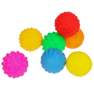 Подарочный набор развивающих тактильных мячиков «Новогодний подарок» 7 шт., новогодняя подарочная упаковка