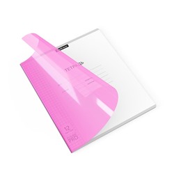 Тетрадь школьная ученическая с пластиковой обложкой на скобе А5+, ErichKrause CoverPrо Neon, клетка, 12 листов, розовая
