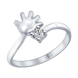 Серебряное кольцо с фианитом - 7788 - распродажа
