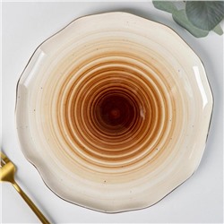 Тарелка фарфоровая обеденная Доляна «Млечный путь», d=25 см, цвет коричневый